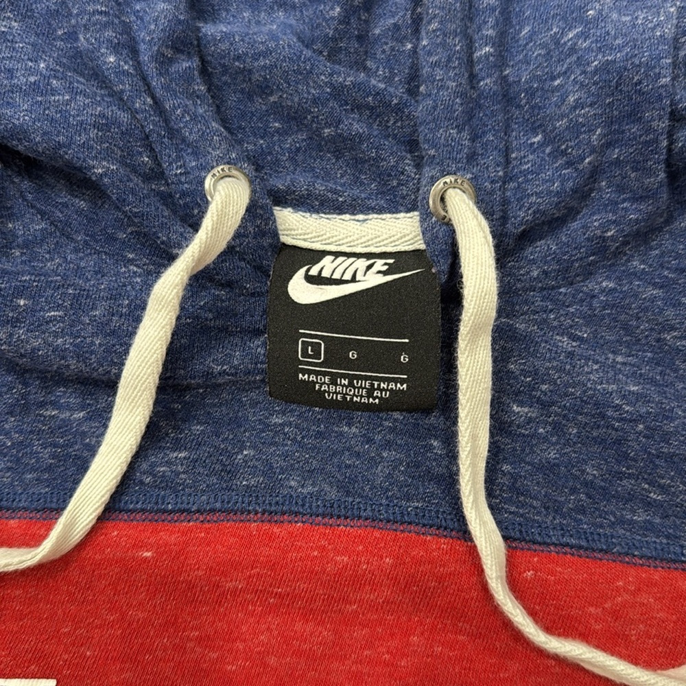 Nike Just Do It Sweatshirt Gym Drawstring Hoodie Women's Large Center Stripe - Picture 3 of 8